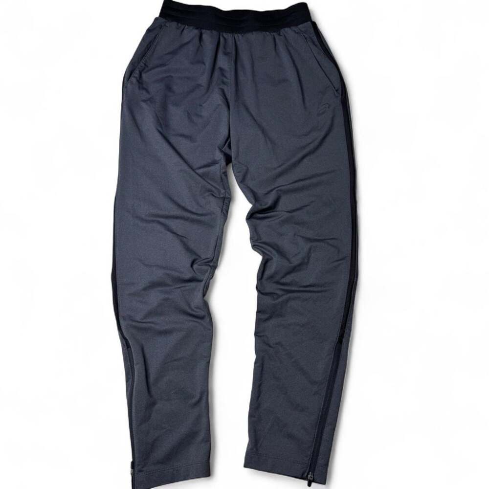 ASICS Track Pants Dark Gray Zip Ankle Stretch Size S
